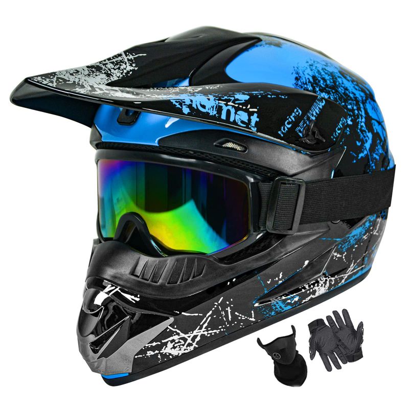 Photo 1 of SanQing Motocross Helmet Youth Adult Dirt Bike Helmet Fashion Medium BlackBlue