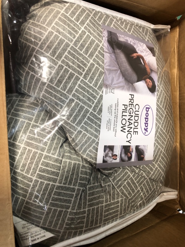 Photo 2 of Boppy Cuddle Pregnancy Pillow with Removable, Breathable Cover | Gray Basket Weave | Plush Contoured Support | Prenatal and Postnatal Positioning