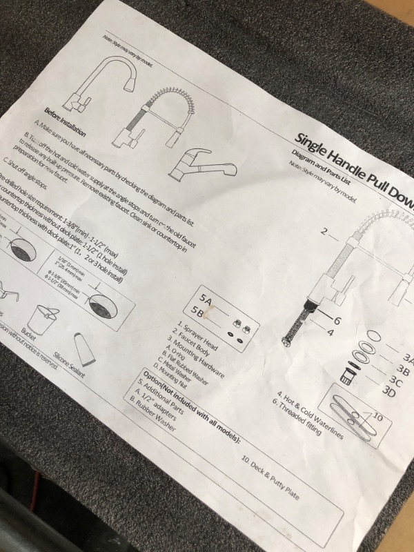 Photo 3 of **SEE NOTES**
KINGO HOME Kitchen Faucet with Pull Down Sprayer, Commercial Utility Stainless Steel High Arc Single Handle Kitchen Sink Faucet 