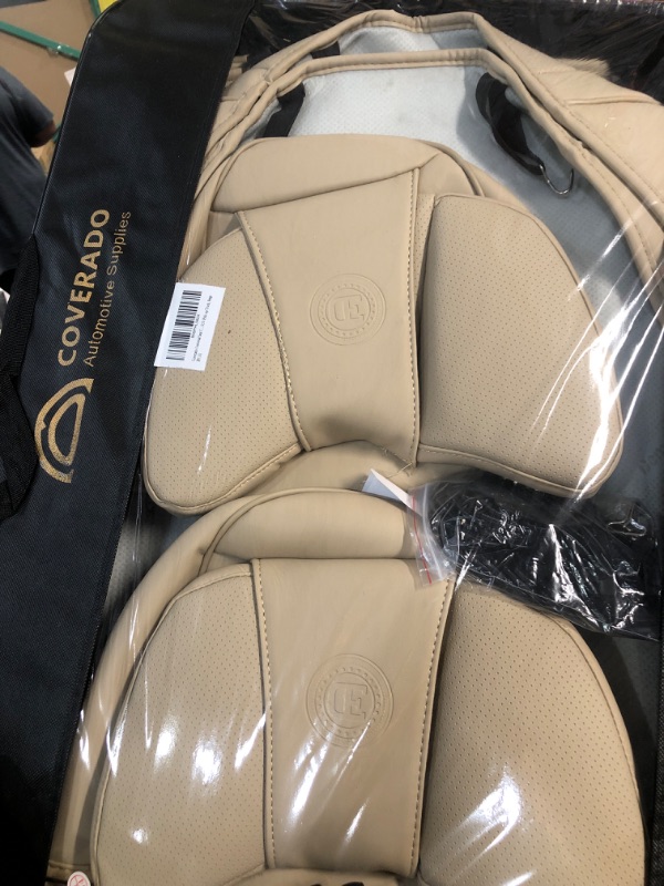 Photo 2 of Coverado Universal Seat Covers Full Set, Waterproof Nappa Leather Car Seat Covers with Head Pillow, Universal Auto Protectors