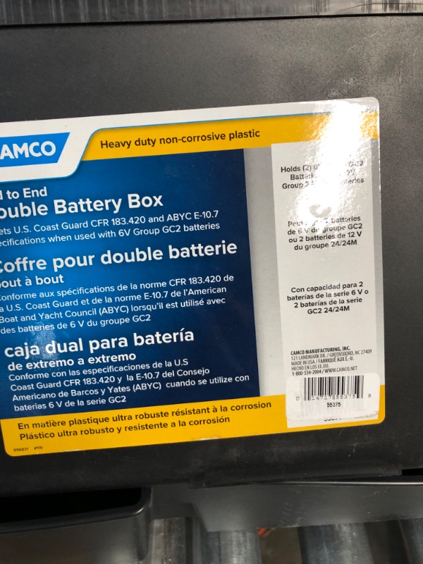 Photo 2 of item appears to be used see pictures****
Camco Heavy Duty Double Battery Box with Straps and Hardware - Group GC2 | 