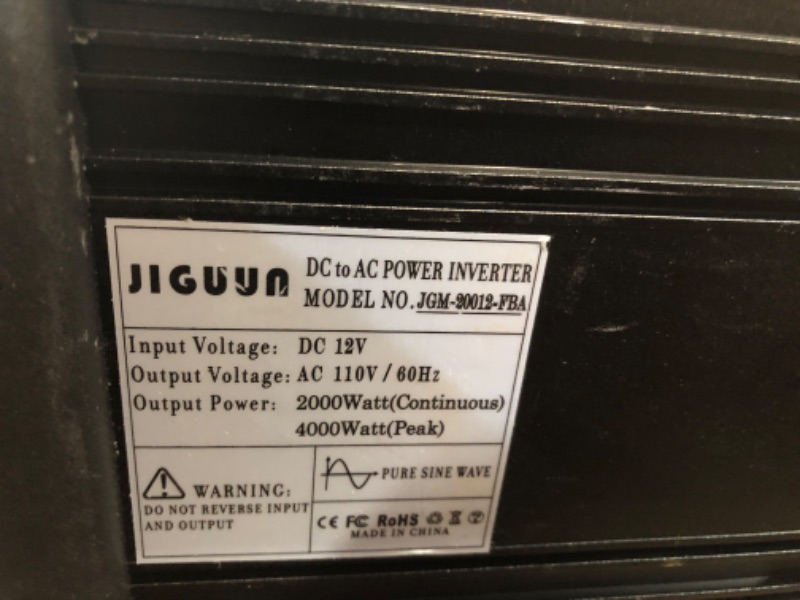 Photo 3 of UNABLE TO TEST****JIGUUN 3000 Watt Pure Sine Wave Power Inverter 12v DC to 110/120v AC Inverter 3 AC & USB Output, 