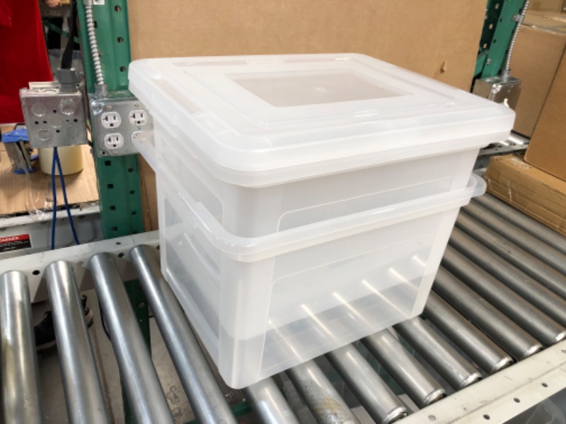 Photo 2 of  Plastic Storage Box With Lid, Clear Bin Organizer (2 Packs)