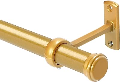 Photo 1 of 1 Inch Curtain Rods 48 to 86-Inch, Curtain Rods for Windows 48 to 86, Hanging Curtain Rod&Wall Mount with Brackets, Outdoor Curtain Rod, Curtain Rods for Windows 48 to 86-Inch: Gold