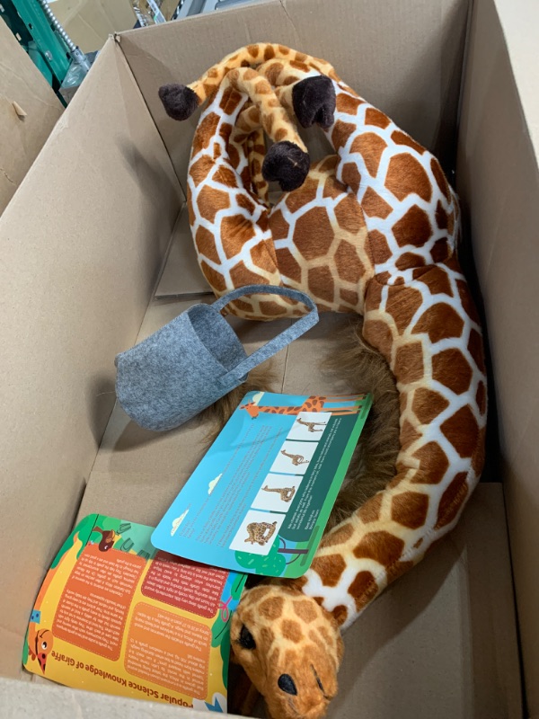 Photo 2 of BRINJOY Giant Giraffe Stuffed Animal Set, 47 Inch Large Plush Giraffe Toy with Bird&Basket&Leaves&Card, Big Lifelike Standing Giraffe for Girls Boys
