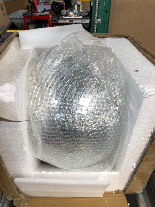 Photo 2 of 16 Inch Large Disco Ball Decorations, 70's 80's 90's Silver Rotating Glass Mirror Ball with Hanging Ring, for Bar DJ Club Stage Lighting Holiday Christmas Party Birthday Wedding Home Business Events…