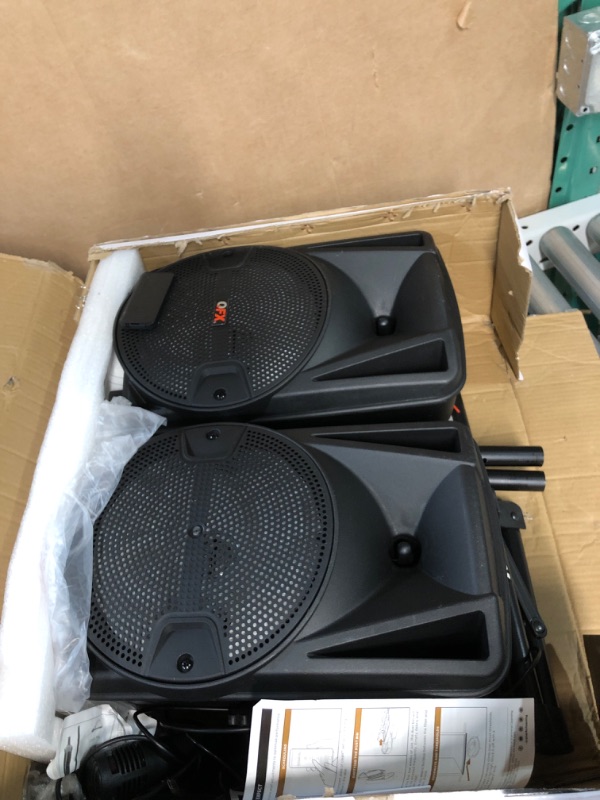 Photo 2 of PBX-800TWS 8-Inch Bluetooth Stereo PA System Comes with 2X 8 Speakers and 2X Stands, 2X Microphones, and a Remote Control