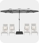 Photo 1 of **PARTS ONLY** SUPERJARE 13 ft Outdoor Patio Umbrella,Double Sided-Gray
