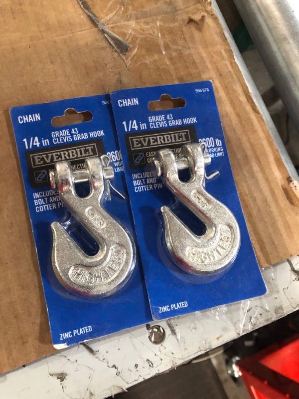 Photo 2 of 1/4 in. Zinc-Plated Grade 43 Clevis Grab Hook 2 pack