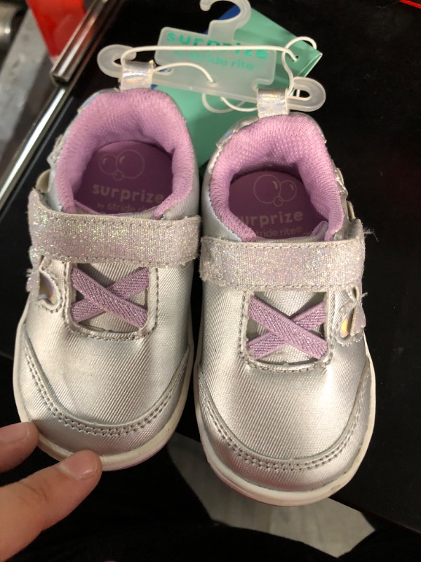 Photo 1 of Stride Rite Flutter Silver Purple Infant Sneakers
