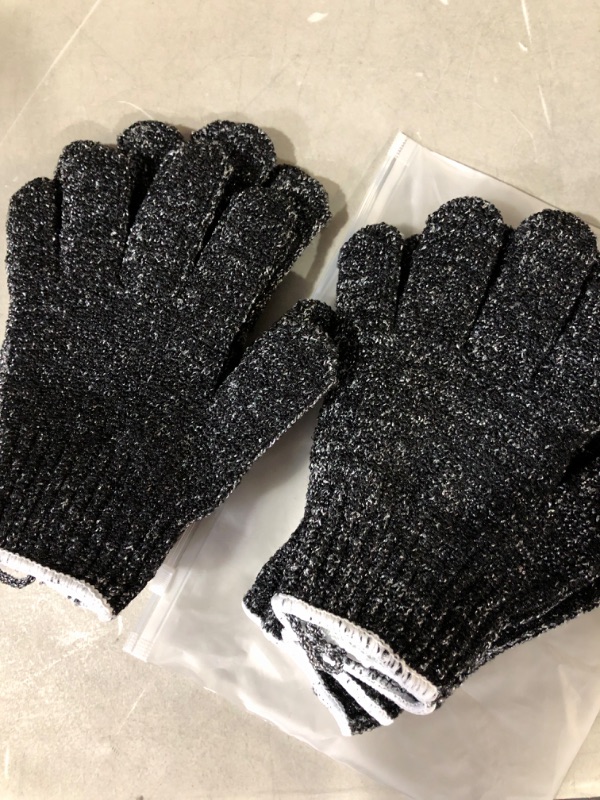 Photo 2 of 4 Pairs Exfoliating Gloves Body Scrubber,Black Scrub Wash Mitt for Bath or Shower,Deep Cleaning Acne and Dead Skin Removal.