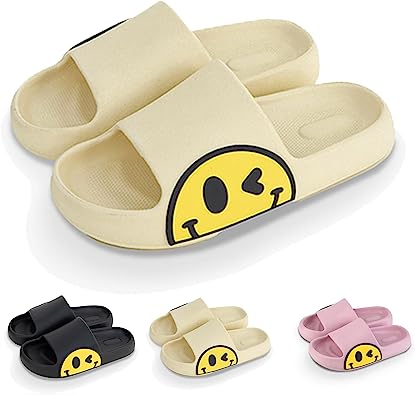 Photo 1 of *USED* Smiley Face Slides for Women and Men, Pillow Slides Sandals, Size: 40-41, Beige