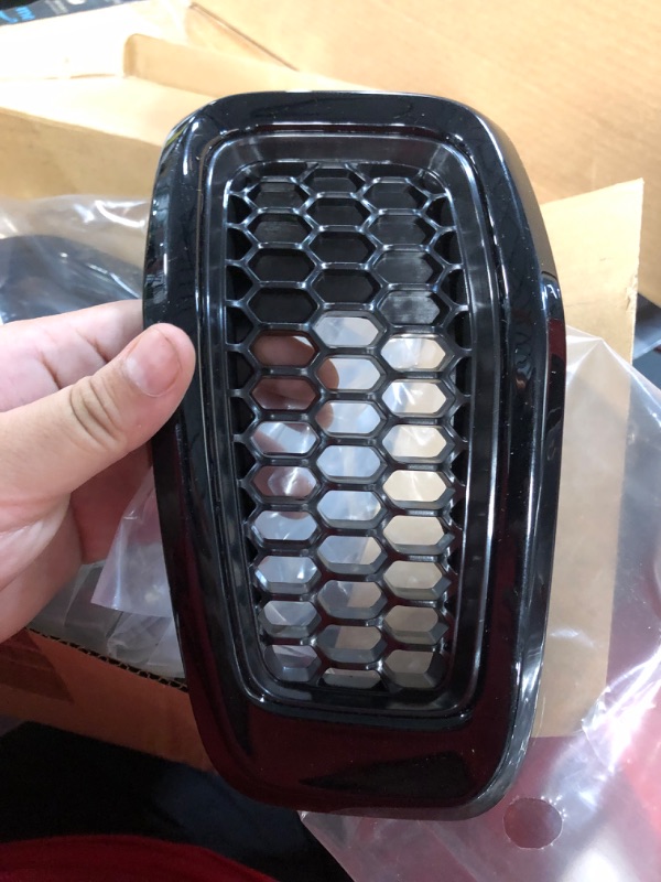 Photo 1 of Front Grill Inserts Gloss Black Mesh Honeycomb Grille Trim Compatible with Jeep Cherokee 2014-2018 Accessories Covers Trims Kits