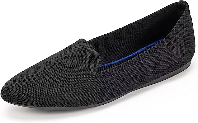 Photo 1 of Frank Mully Women's Casual Loafer Flats Slip On Loafer Shoes Comfortable Knit Flat Shoes Classics Pointy Toe Loafer Flats,for Work,Travel 8.5 Black
