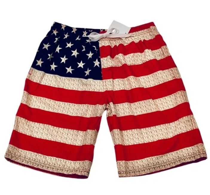 Photo 1 of *2 Pack* Dumoldpa Mens American Flag Swim Trunks XL