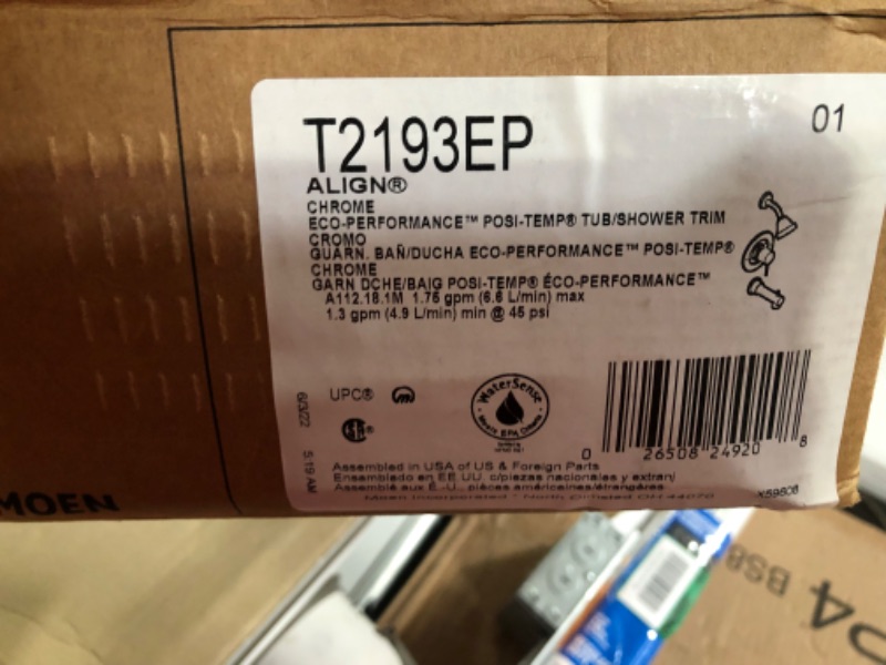 Photo 3 of ***NOT A MATCHING SET - SEE NOTES***
Moen Align Chrome Posi-Temp Pressure Balancing Eco-Performance Modern Tub and Shower Trim Kit T2193EP