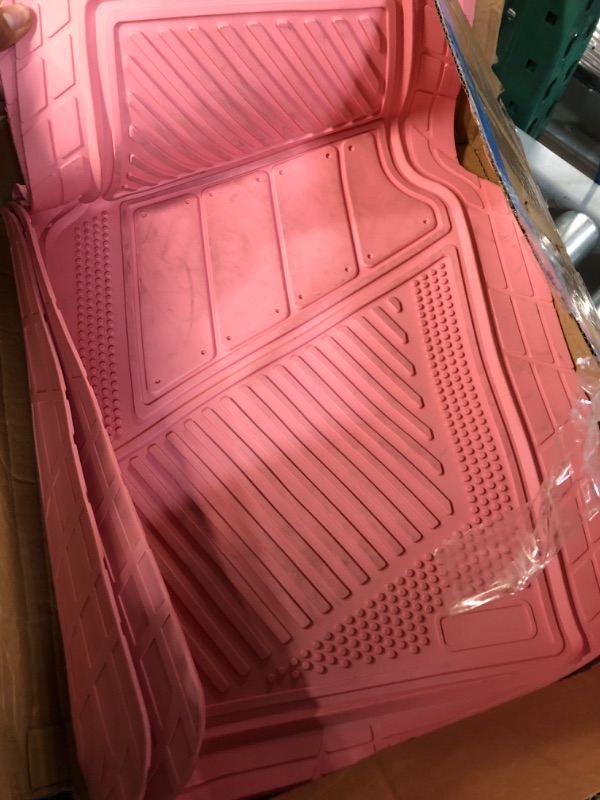 Photo 3 of CAR PASS Heavy Duty Rubber Floor Mats Pink 4-Piece Car Mat Set - Universal Waterproof Floor Mats for Car SUV Truck, Durable All-Weather Mats(All Pink)