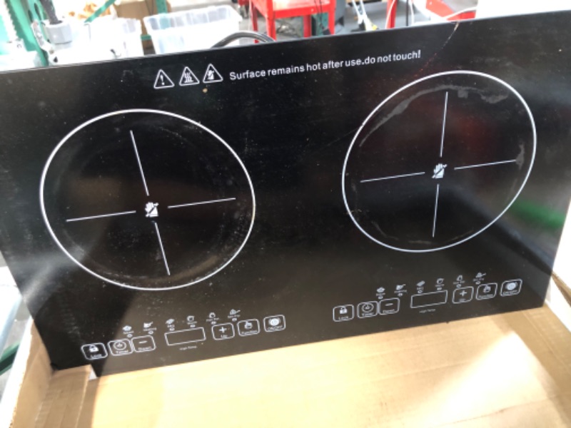 Photo 1 of 24 inch 2 Burners Electric Cooktop 110V Ceramic Electric Stove with 2 Cooktops 2200W Ajustable portable Electric Cooktop for Cooking(2 Burner Countertop) 2 Burner+cross