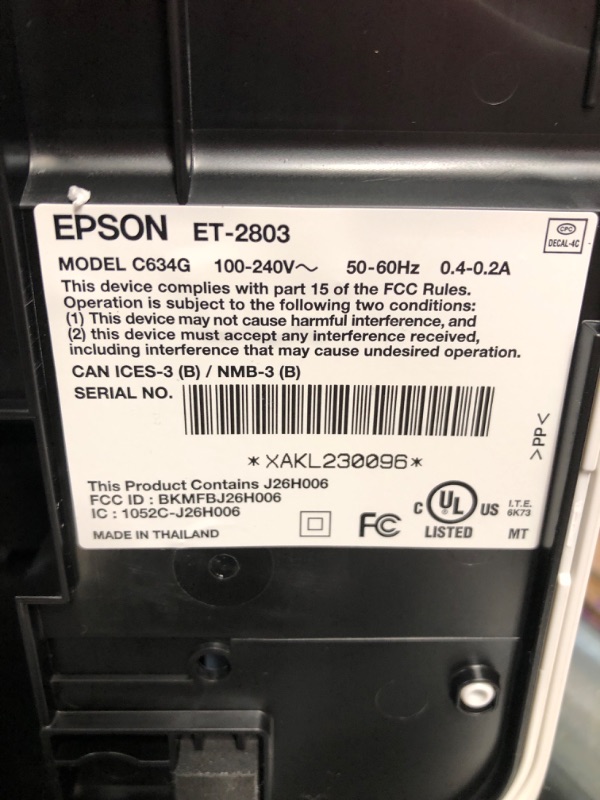 Photo 3 of **SEE NOTES**
Epson EcoTank ET-2803 Wireless Color All-in-One Cartridge-Free Supertank Printer with Scan, Copy and AirPrint Support