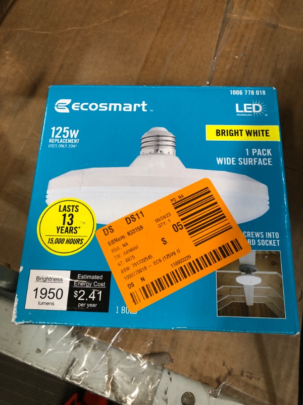 Photo 2 of 125-Watt Equivalent Wide Surface Non-Dimmable LED Light Bulb Bright White (1-Pack)