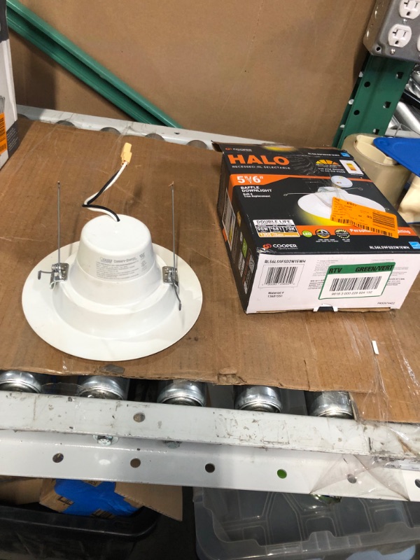 Photo 3 of *PARTS ONLY, MISSING CONNECTOR* HALO RL56 Series 5/6 in. Selectable CCT and Lumens, Integrated LED Matte White Recessed Light with Retrofit Baffle Trim