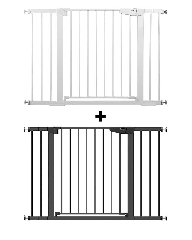 Photo 1 of Cumbor Baby Gate 36" Extra Tall for 30" x 28",Extra Wide Auto Closed Dog Gate for The House with No Drill Pressure Mounted Frame for Kids SEE NOTE AT BOTTOM- Black