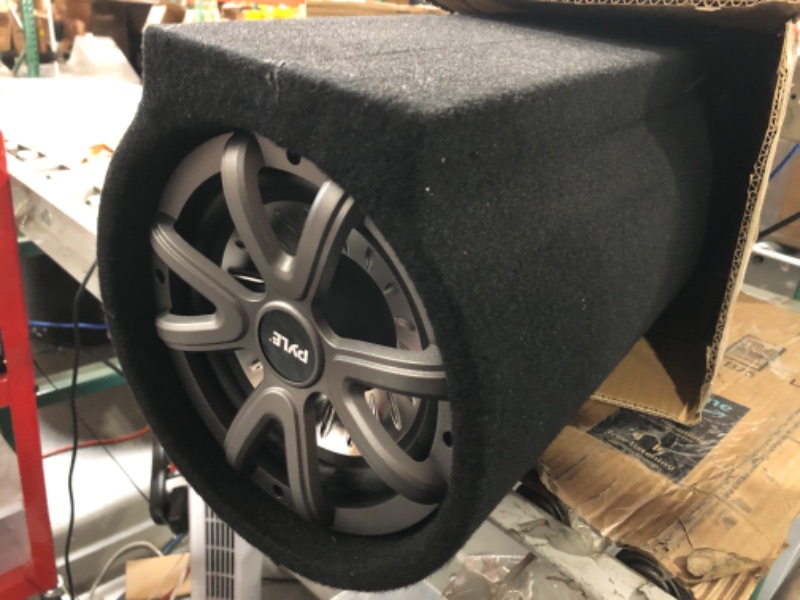 Photo 2 of  Pyle PLTAB8 8-Inch Carpeted Subwoofer Tube Speaker - 250 Watt High Powered Car Audio Sound Component Speaker Enclosure System 