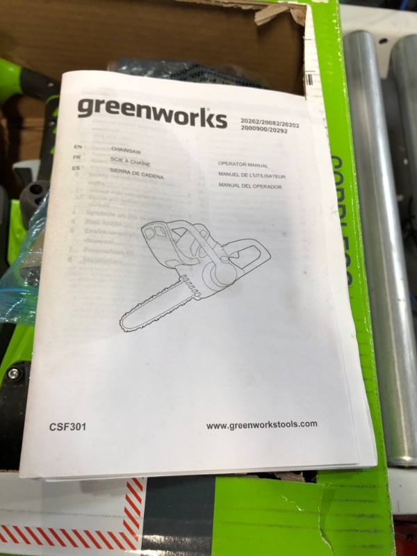 Photo 3 of *SEE NOTES Greenworks 12-Inch 40V Cordless Chainsaw, 2.0 AH Battery Included 20262