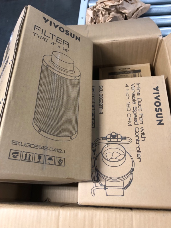 Photo 2 of **SEE NOTES**
VIVOSUN 4 Inch Ventilation Kit, and VS1000 LED Grow Light with Samsung LM301H Diodes & Sosen Driver, 4 Inch 190 CFM Inline Fan with Speed Controller, 4 Inch Carbon Filter and 8 Feet of Ducting for Gro