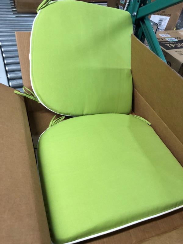 Photo 3 of **SEE NOTES**
Indoor Outdoor Non Slip Chair Pad, U-Shaped Seat Cushions with Ties for Home Patio, Set of 2,(Green, White Trim)