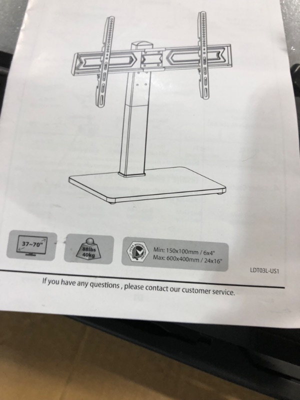 Photo 4 of Universal TV Stand, Swivel TV Stand Base Fits Most 37 to 70 Inch LCD LED Screens, 9 Levels Height Adjustable Table Top TV Stand with Tempered Glass Base, Holds up to 88lbs, Max VESA 600x400mm