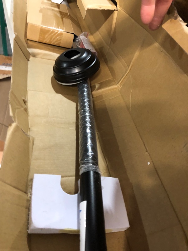 Photo 1 of ***DAMAGED***BRIOFOX Black Curtain Rods for Windows 72 to 144 inch,Adjustable Modern Window Curtain Rod 1 Inch With End Cap Design Finials, Decorative Drapery Curtain Rod 72"-144" Black