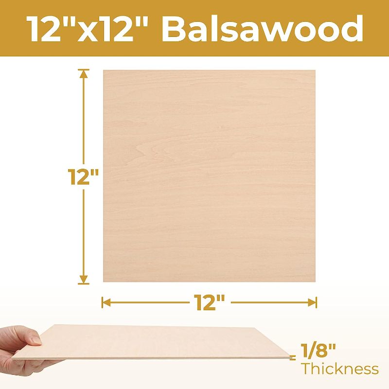 Photo 1 of (12-Pack) 12”x12”x1/8” Basswood Sheets for Crafts