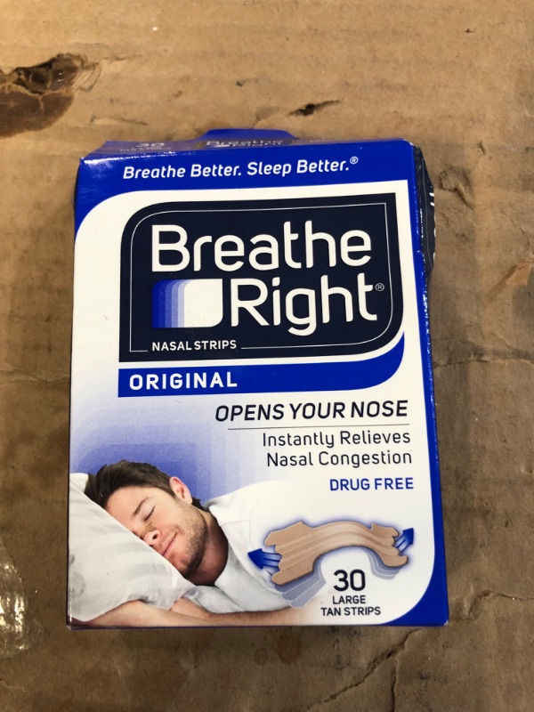 Photo 2 of Breathe Right Original Nose Strips to Reduce Snoring and Relieve Nose Congestion, Large, Tan, 30 Count