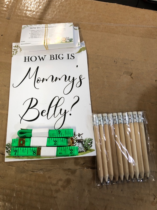 Photo 2 of 64 Pieces Guessing Baby Shower Games Include How Big is Mommy's Belly Sign Measure Mommy's Belly Sign and 50 Guessing Cards with 10 Pencils