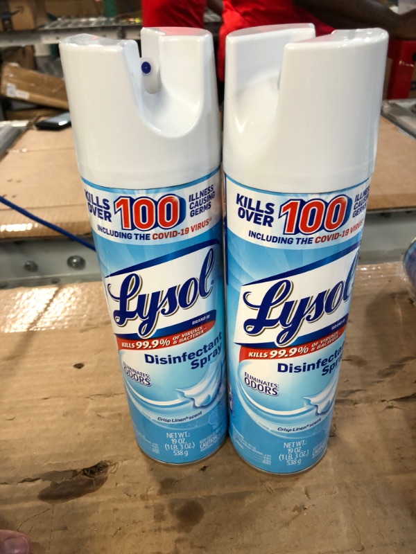 Photo 2 of Lysol Disinfectant Spray, Sanitizing and Antibacterial Spray, For Disinfecting and Deodorizing, Crisp Linen, 19 Fl. Oz (Pack of 2)