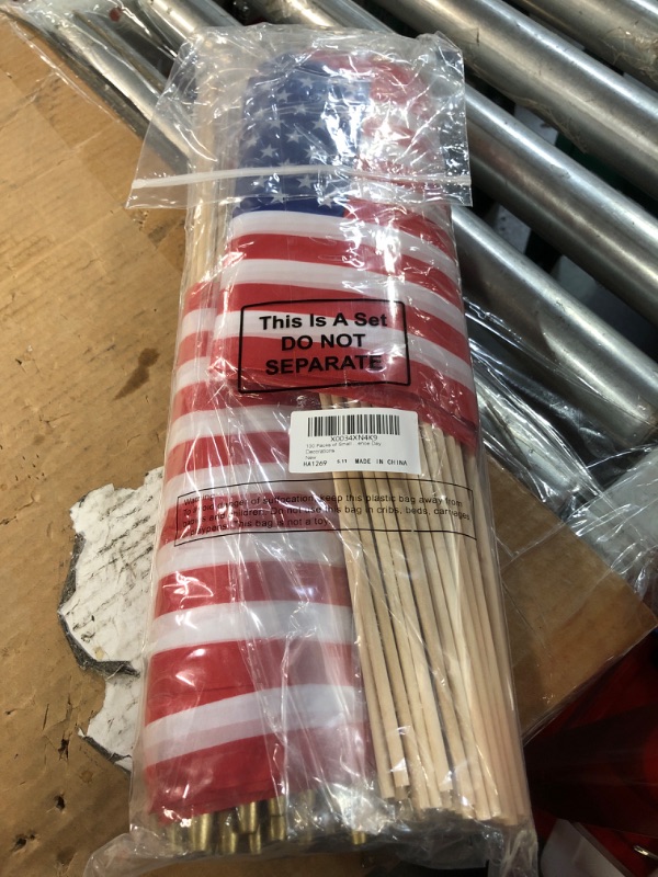 Photo 2 of 100 Packs of Small American Flags on Sticks, 8 x 12 Inches Mini Handheld US Flags Stick