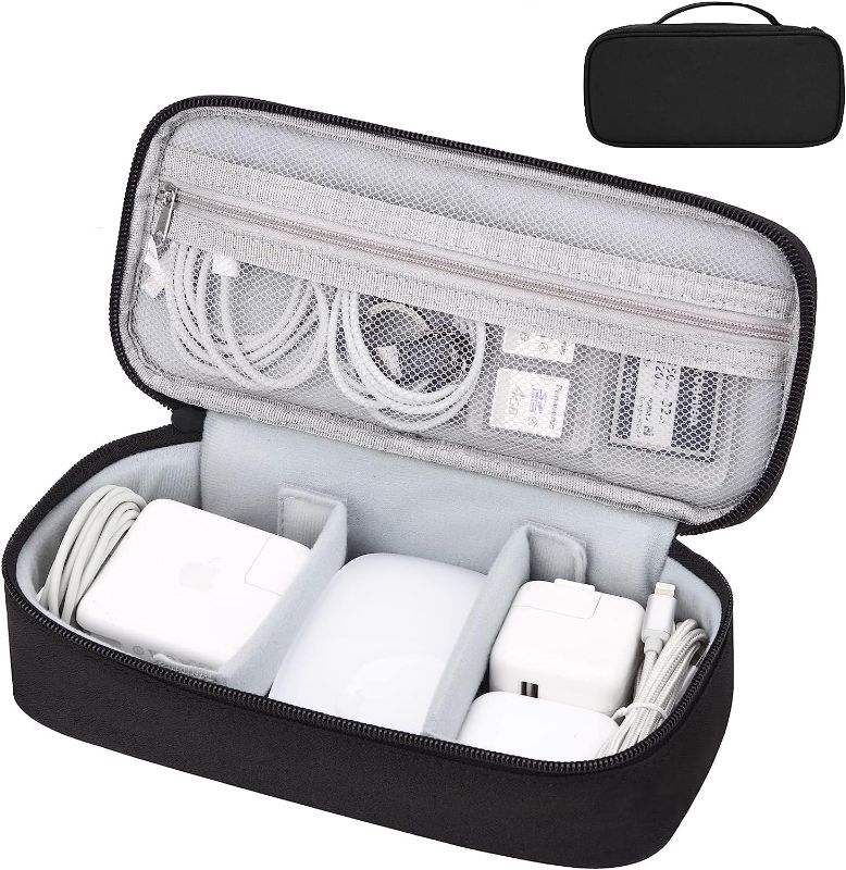 Photo 1 of Yundoor Cable Organizer Bag, Electronics Carrying Travel Case for Charger & Cords, black