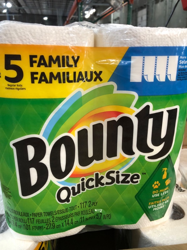 Photo 2 of Bounty Quick Size Paper Towels, White, 4 Packs Of 2 Family Rolls = 8 Family Rolls