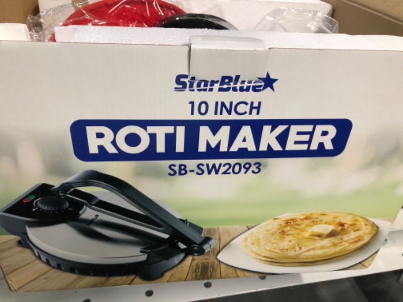 Photo 3 of 10inch Roti Maker by StarBlue with FREE Roti Warmer - The automatic Stainless Steel Non-Stick Electric machine to make Indian style Chapati, Tortilla, Roti AC 110V 50/60Hz 1200W