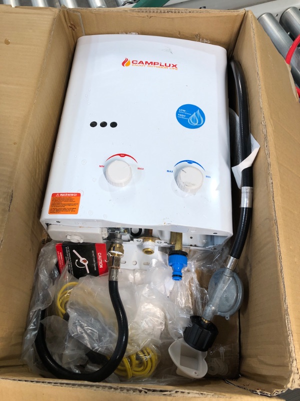 Photo 2 of *UNTESTED* Camplux 5L 1.32 GPM Outdoor Portable Propane Gas Tankless Water Heater With 1.2 GPM Water Pump White