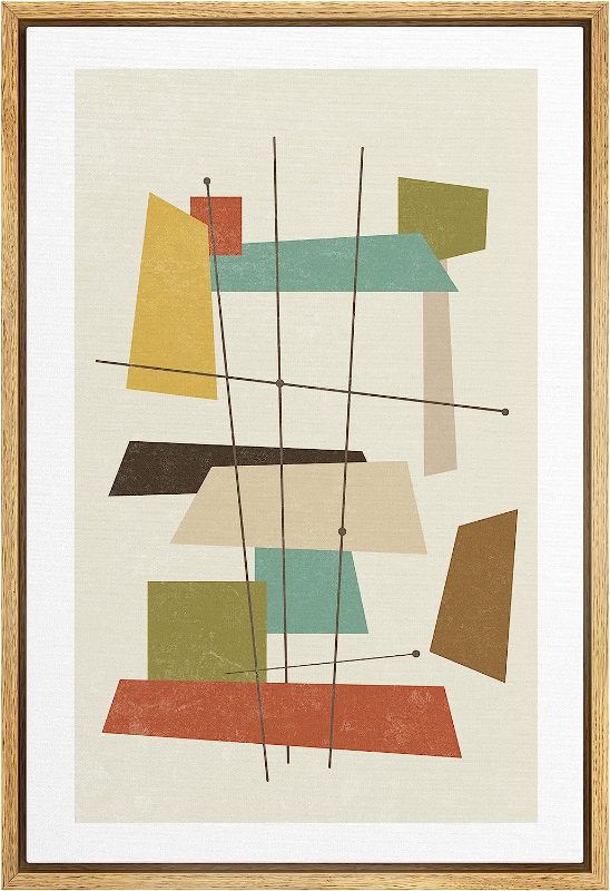 Photo 1 of [Notes] Woodrose Framed Canvas Print Wall Art Geometric Squares Abstract 
