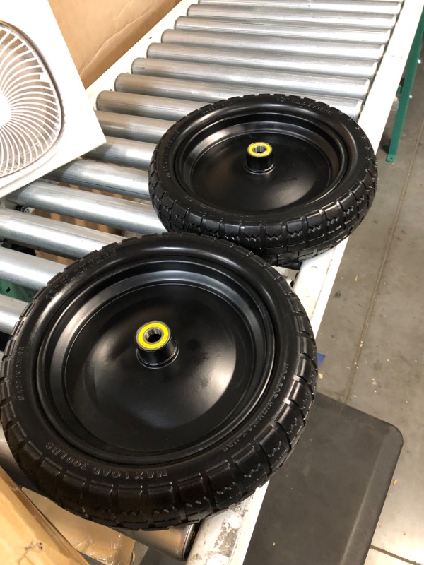 Photo 2 of **NO HARDWARE**
2 Pack 13” Flat Free Wheelbarrow Tires for Gorilla Carts - (5/8" Bearings,Offset Hub 2.1")-Suitable (300LBS)