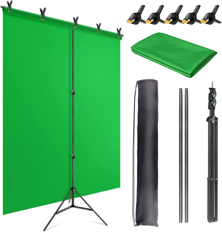 Photo 1 of *SEE NOTES* JEBUTU 5X6.5ft Green Screen Backdrop with Stand Kit, 