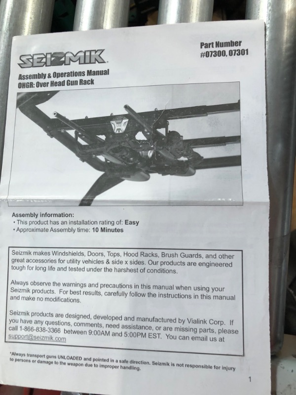 Photo 2 of Seizmik OverHead Gun Rack (OHGR) for 1.75". Bars for Side by Side UTV by Seizmik 07300