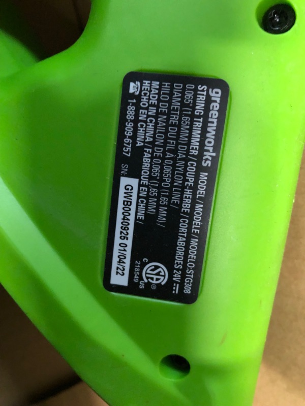 Photo 3 of (PARTS)  Greenworks 24V 10" Cordless TORQDRIVE™Tool Only 10" Trimmer (Tool Only)