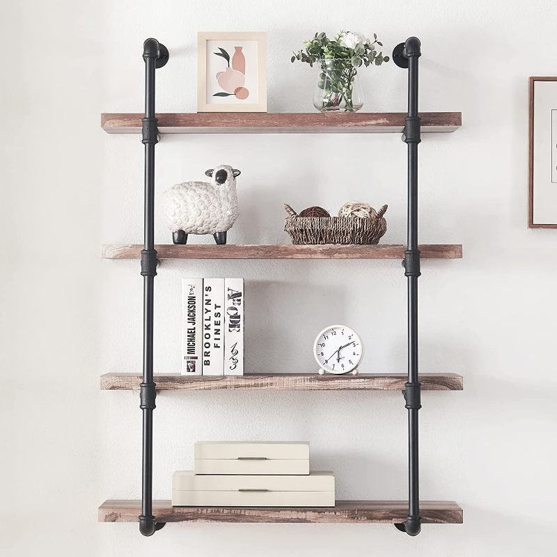 Photo 1 of **SEE NOTES*** 
4 TIER RUSTIC PIPE SHELVING UNIT RETRO BROWN   13.75 IN X 7.75 IN