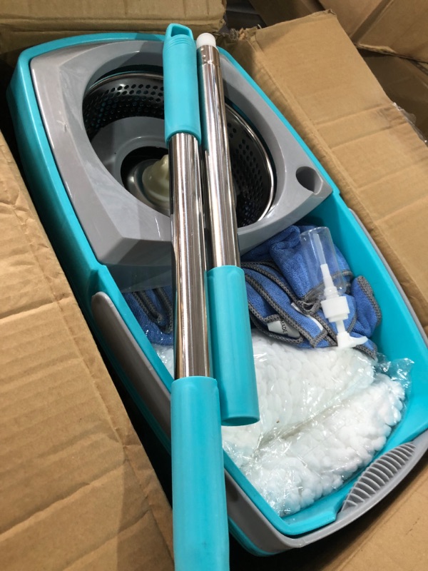 Photo 4 of [USED] Tsmine Spin Mop Bucket System Stainless Steel Deluxe 360 Spinning Mop Bucket Floor Cleaning System with 6 Microfiber Replacement