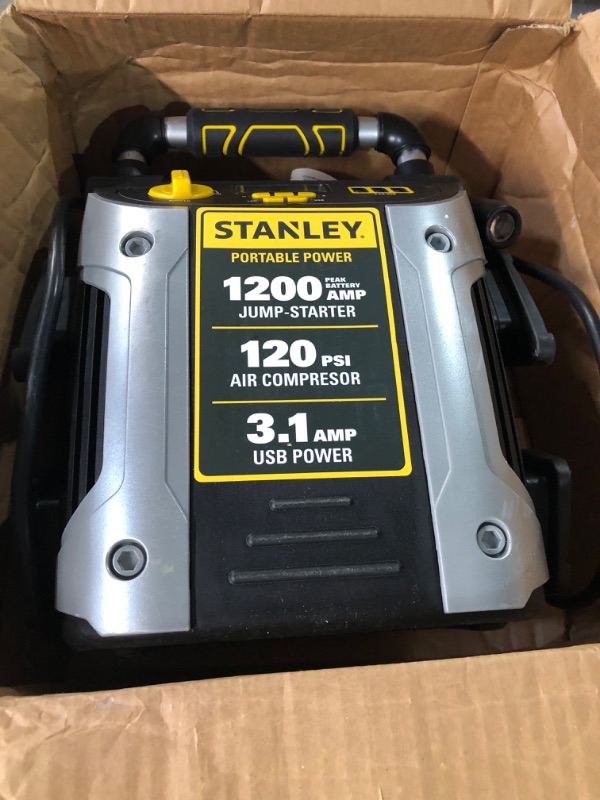 Photo 2 of STANLEY J5C09D Digital Portable Power Station Jump Starter: 1200 Peak/600 Instant Amps, 120 PSI Air Compressor, 