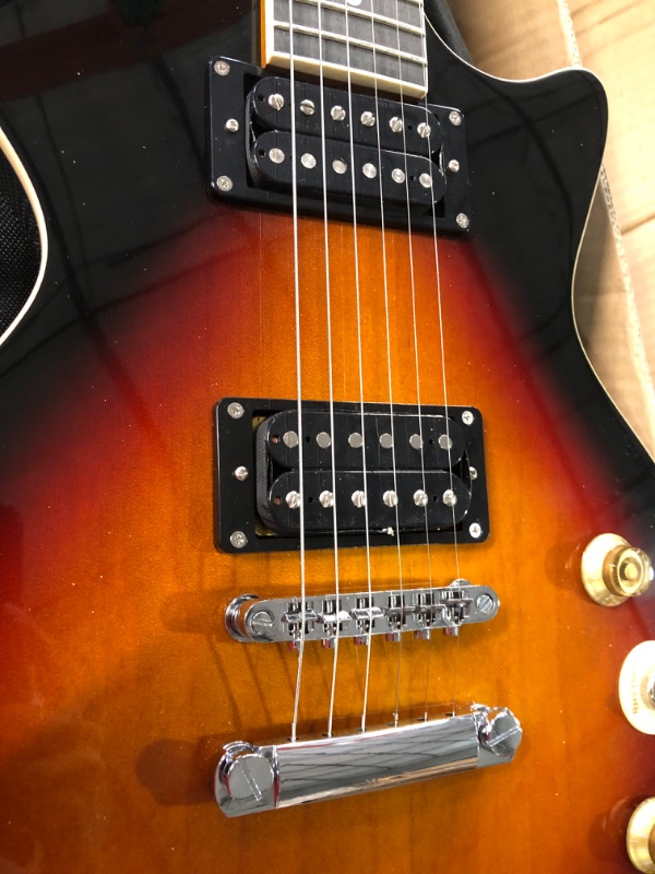 Photo 7 of [USED] Donner 39 Inch LP Electric Guitar Solid Body Beginner Kit Sunburst Full Size, with Bag, Strap, Cable, for Beginner,DLP-124S LP-Sunburst